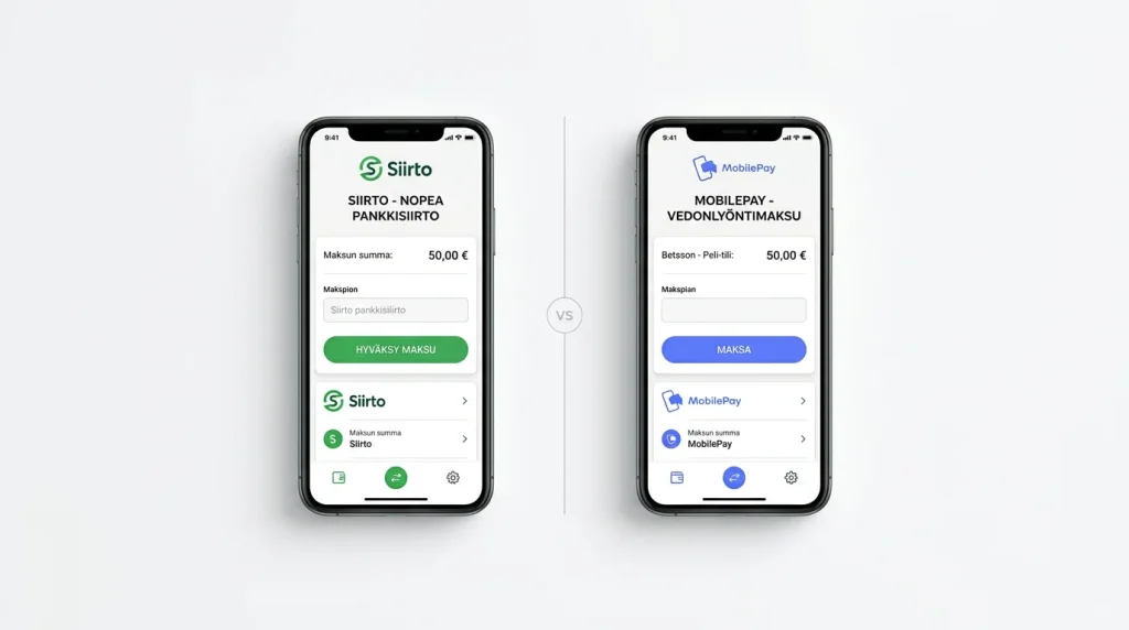 Siirto ja MobilePay mobiilimaksutapojen vertailu vedonlyönnissä